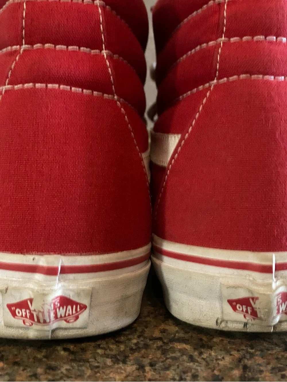 Vans Red High-Top Canvas Sneakers with White Laces